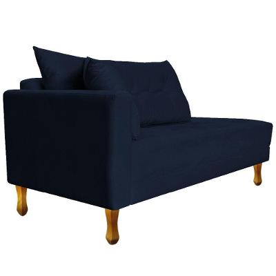 Recamier Azura 185cm Com Almofada Lado Direito Suede Cor Azul Marinho