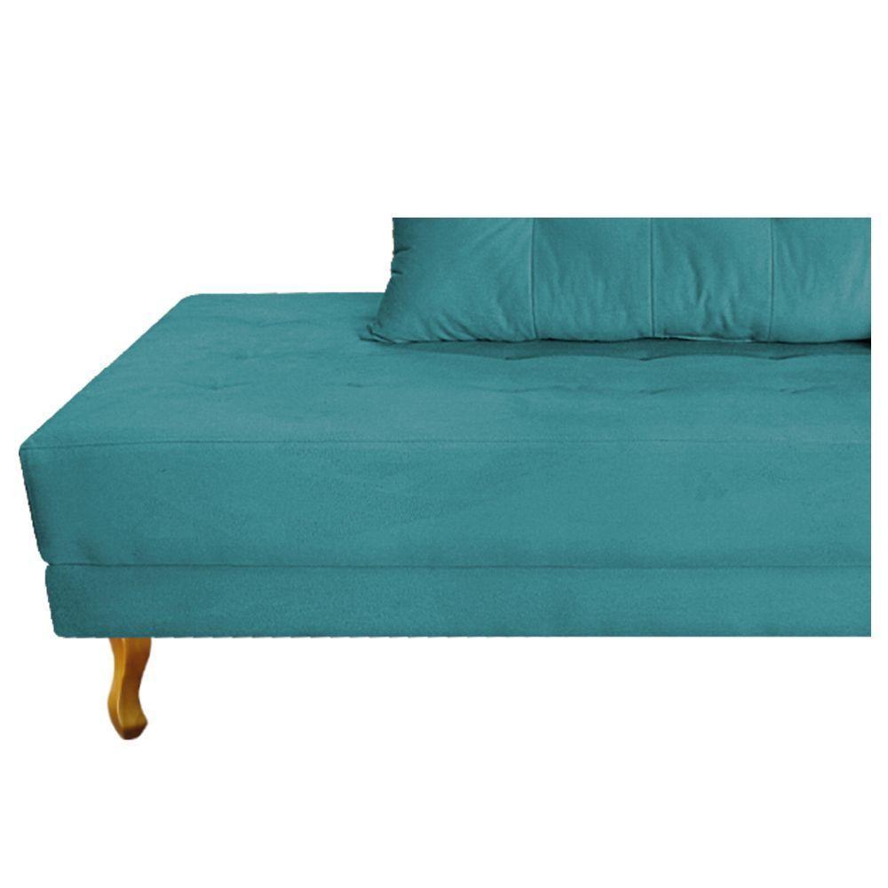 Recamier Azura 160cm Com Almofada Lado Esquerdo Suede Cor Azul Turquesa - 2