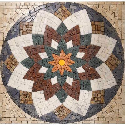 Mandala Linha Espiritual Mármore e Granito 180CM Bege Mosaico