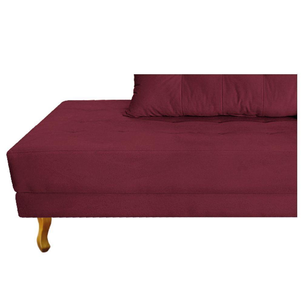 Recamier Azura 140cm Com Almofada Lado Esquerdo Suede Cor Bordô - 2