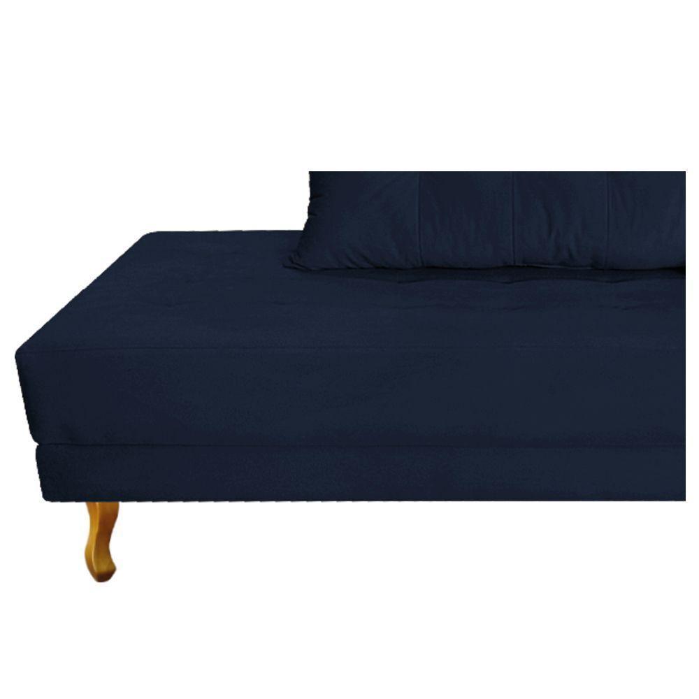 Recamier Azura 140cm Com Almofada Lado Esquerdo Suede Cor Azul Marinho - 3