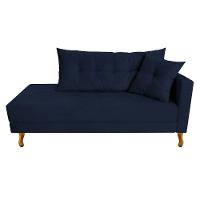 Recamier Azura 140cm Com Almofada Lado Esquerdo Suede Cor Azul Marinho - 1