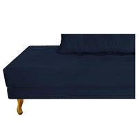 Recamier Azura 140cm Com Almofada Lado Esquerdo Suede Cor Azul Marinho - 3