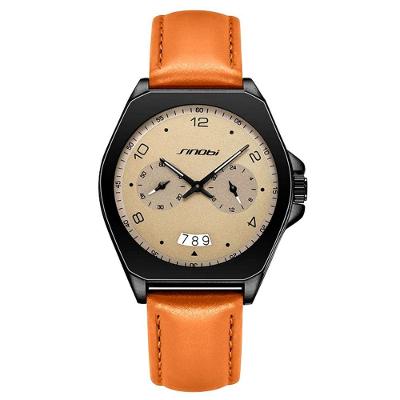 Relógio Masculino Esportivo de Quartzo à Prova D'água Couro Marrom Sinobi