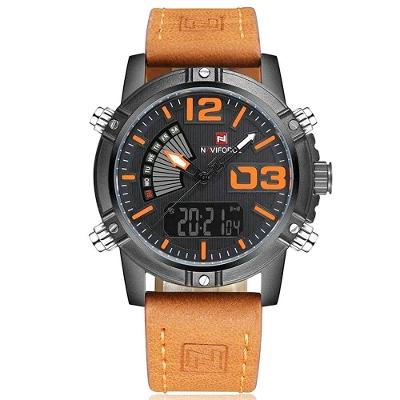 Relógio Esportivo Masculino Display Duplo LED Digital à Prova D'água Laranja com Pulseira de Resina