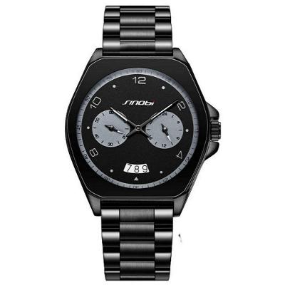 Relógio Masculino Esportivo de Quartzo à Prova D'água com Pulseira Couro Preto Sinobi