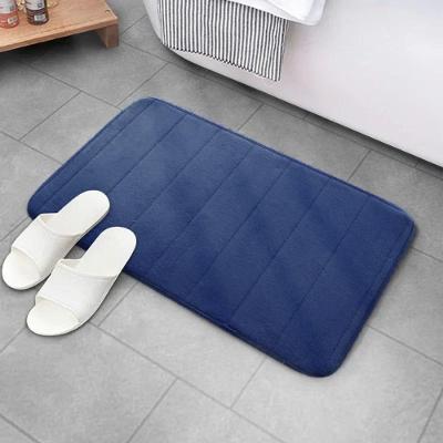Kit Tapete de Banheiro Soft Macio Secagem Rápida 60x40CM 3 Peças Listras Azul OEM