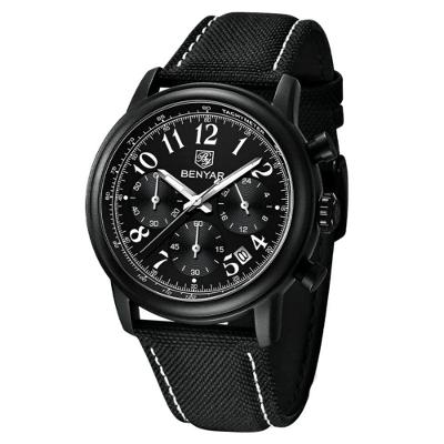 Relógio Esportivo Masculino Quartzo Militar com Pulseira em Nylon 50ATM LED Preto
