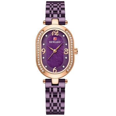 Relógio de Pulso Feminino Minimalista Quartzo em Aço Inox Analógico Roxo Reward