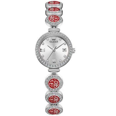 Relógio Feminino Data Automática Analógico Aço Inox Branco Olevs