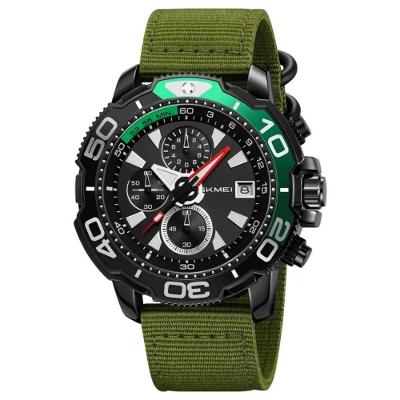 Relógio Esportivo Masculino Multifuncional com Pulseira de Nylon Verde Skmei