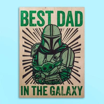 Quadro Star Wars Best Dad In The Galaxy Retangular em Madeira Compensado Naval Preto 54.5CM