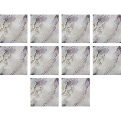Placa Adesiva Autocolante Marmore Falso 3D PVC Brilhante Lavável Fácil Remoção Cinza Braslu Kit 10