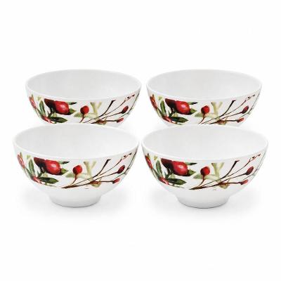 Tigela Bowl Natalina Folhagens e Azevinhos em Melamina para Sobremesas e Petiscos Branco Yangzi 4