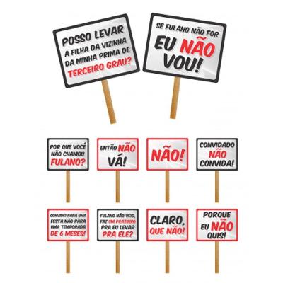 Plaquinhas Divertidas Penetras Sortidas Papel Cartão Triplex 10 Unidades