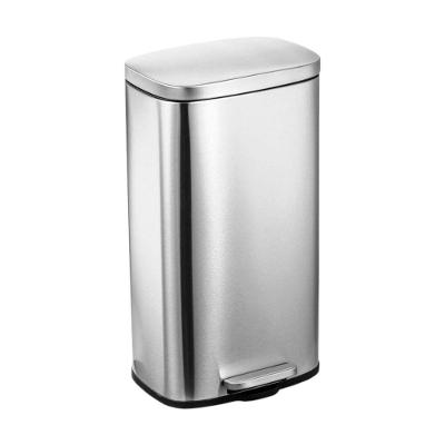 Lixeira Retangular Mood 30L Aço Inox com Pedal Acabamento Escovado Prata