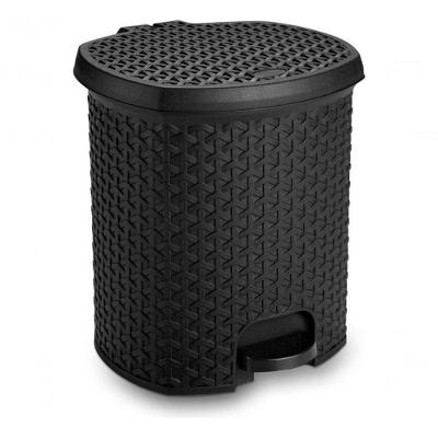 Lixeira com Pedal Rattan 6L Plástico Abertura por Pressão Preto Plasnorthon