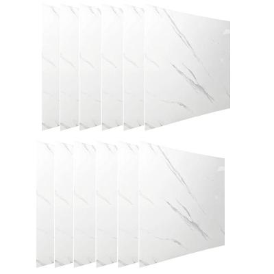Placa Adesiva 3D Mármore Liso PVC Autocolante Resistente à Umidade Branco Ideal Importados 10