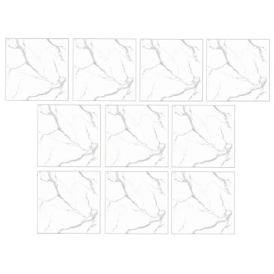 Placa Adesiva Marmore 3D Kit 10 Unidades Autocolante PVC Lavável Resistente à Umidade Branco BSL3818