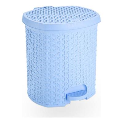 Lixeira Pedal Rattan 15L Plástico com Sistema de Pedal Azul Plasnorthon