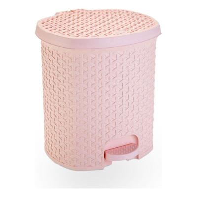 Lixeira Pedal Rattan 15L Plástico com Abertura por Pedal Rosa Plasnorthon