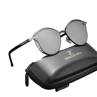 Óculos de Sol Unissex Cat-eye Oversized Estilo Chique Prateado Kingseven