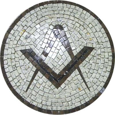 Piso Mosaico Esquadro e Compasso II Mármore Branco Itaúnas Liso para Residencial Branco
