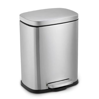 Lixeira Retangular 20L Aco Inox com Pedal Tampa Basculante Cesto Interno Removivel
