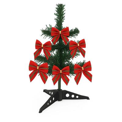 Árvore de Natal Mini Decorada 30CM com Laços Vermelho e Verde Master Christmas