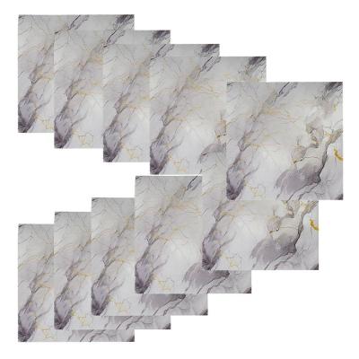 Papel de Parede Placa Adesiva Marmore Falso 3D Autocolante Lavável Cinza Leva Pra Casa Kit 10
