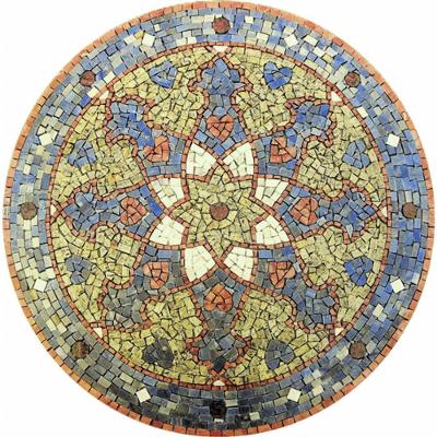 Mandala Linha Espiritual Mármore e Granitos Azul Mosaico 150CM