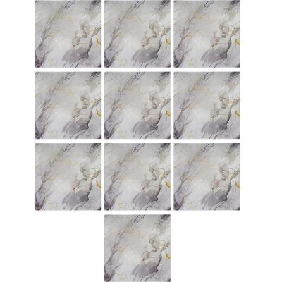 Papel de Parede Placa Adesiva Marmore Falso 3D PVC Autocolante Cinza Leva Pra Malhar Kit 10 Unidades