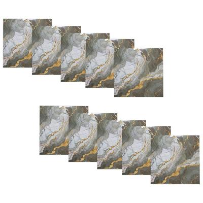 Papel de Parede Placa Adesiva Marmore 3D Kit 10 Unidades Moderno PVC Auto Adesivo Cinza Compre