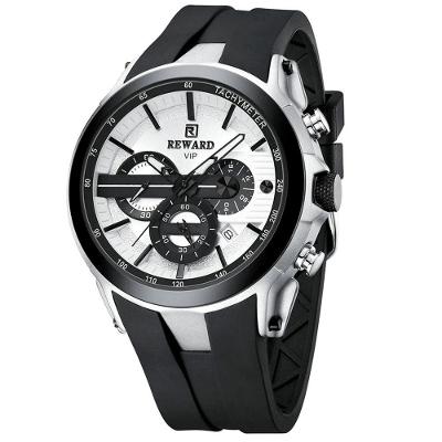 Relógio de Pulso Masculino Analógico Pulseira de Silicone Esportivo Branco Reward 49MM