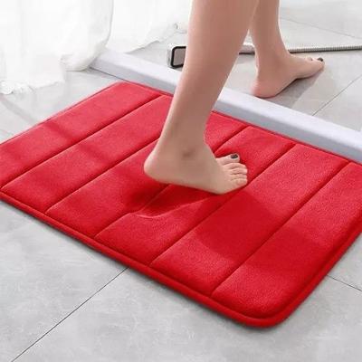 Tapete de Banheiro Listras Macio 60x40CM 3 Peças Vermelho OEM