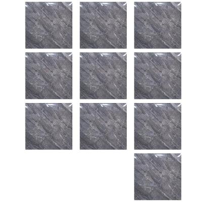 Papel de Parede Autocolante Mármore 3D Liso PVC Adesivo Cinza AB Mídia 10 Unidades