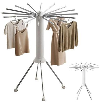 Varal de Roupas SU-SEC3 com 2 Andares ABS Metal Aço Inox Rodinhas 360 graus  Suporte para Cabides Branco