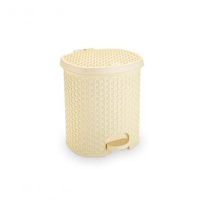 Lixeira Pedal Rattan 15L Plástico Abertura por Pedal Creme Plasnorthon
