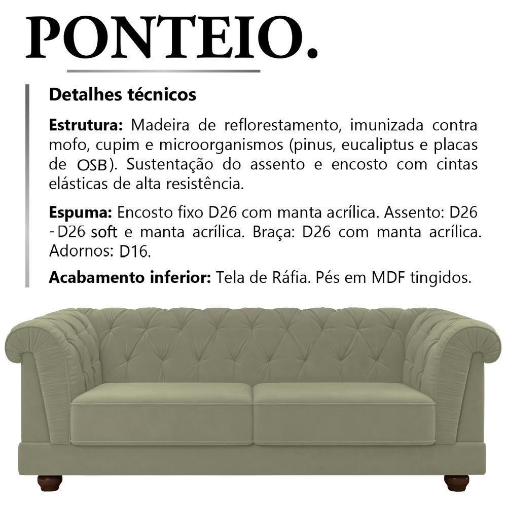 Sofa 2 Lugares 190 Cm Ponteio Veludo Sl 940 Moll Sl 940 - 7