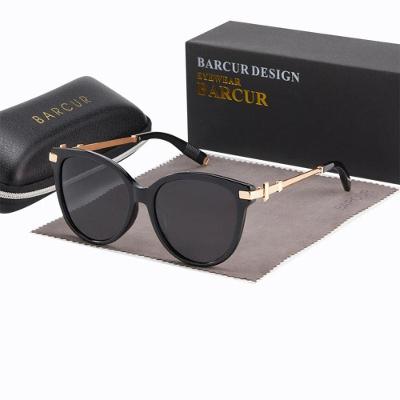 Óculos de Sol Femininos Requintados Luxuosos Elegantes Aço Inox Rosa Barcur