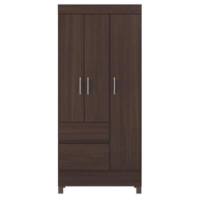 Guarda Roupa Solteiro com Cômoda Wind 3 Portas 2 Gavetas em MDP Café Touch