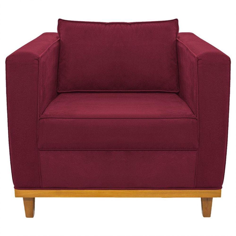 Kit Sofá 2 Lugares e 2 Poltronas Europa Suede Bordô - 2