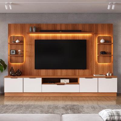 Estante Home Noble Para Tv Até 75” 270cm C/2 Torres Nichos E Led Rack Sala Jequitiba/off White