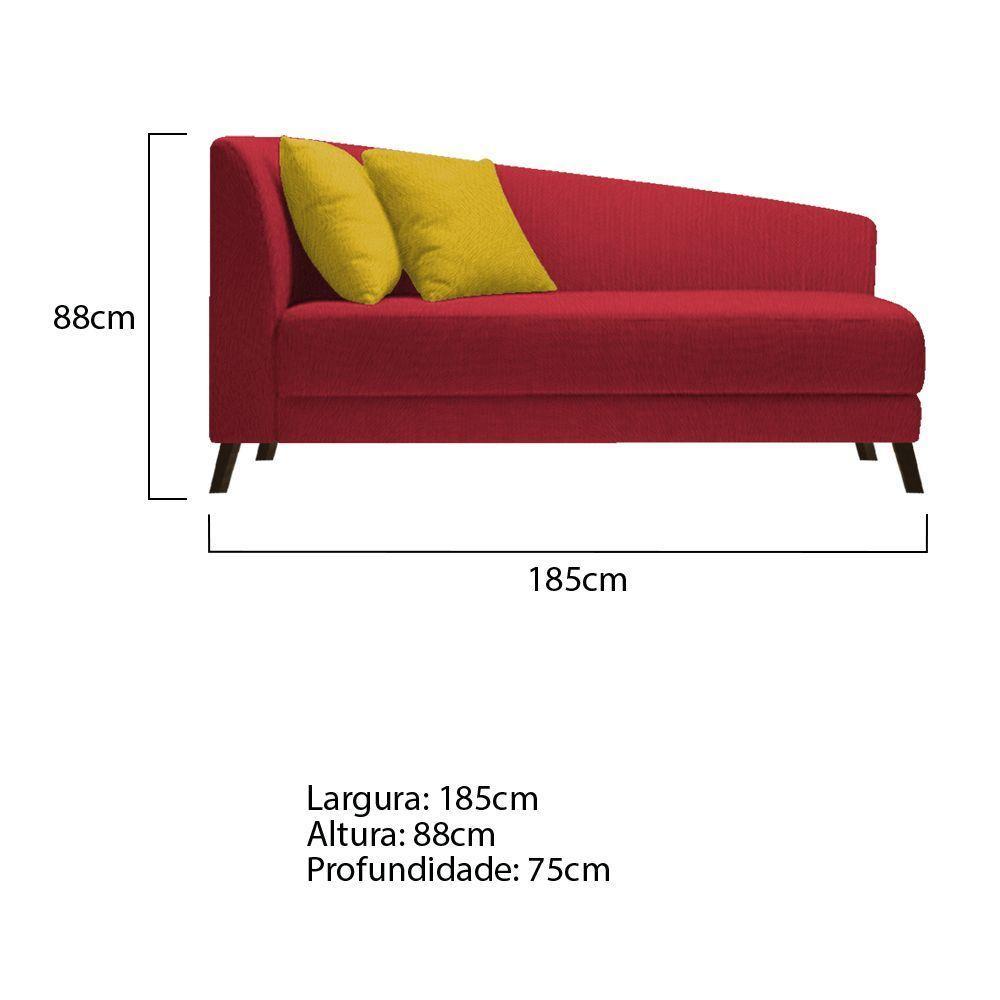 Recamier Heitor 185cm Com Almofada Lado Direito Suede Cor Vermelho/amarelo - 5