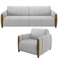 Kit Sofá 02 Lugares 168Cm Com Poltrona M03 Cinza - 1