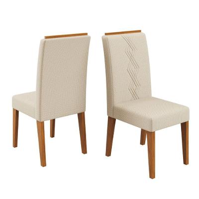 Conjunto De 2 Cadeiras Estofada Sala De Jantar Tati Madeirado/cappuccino