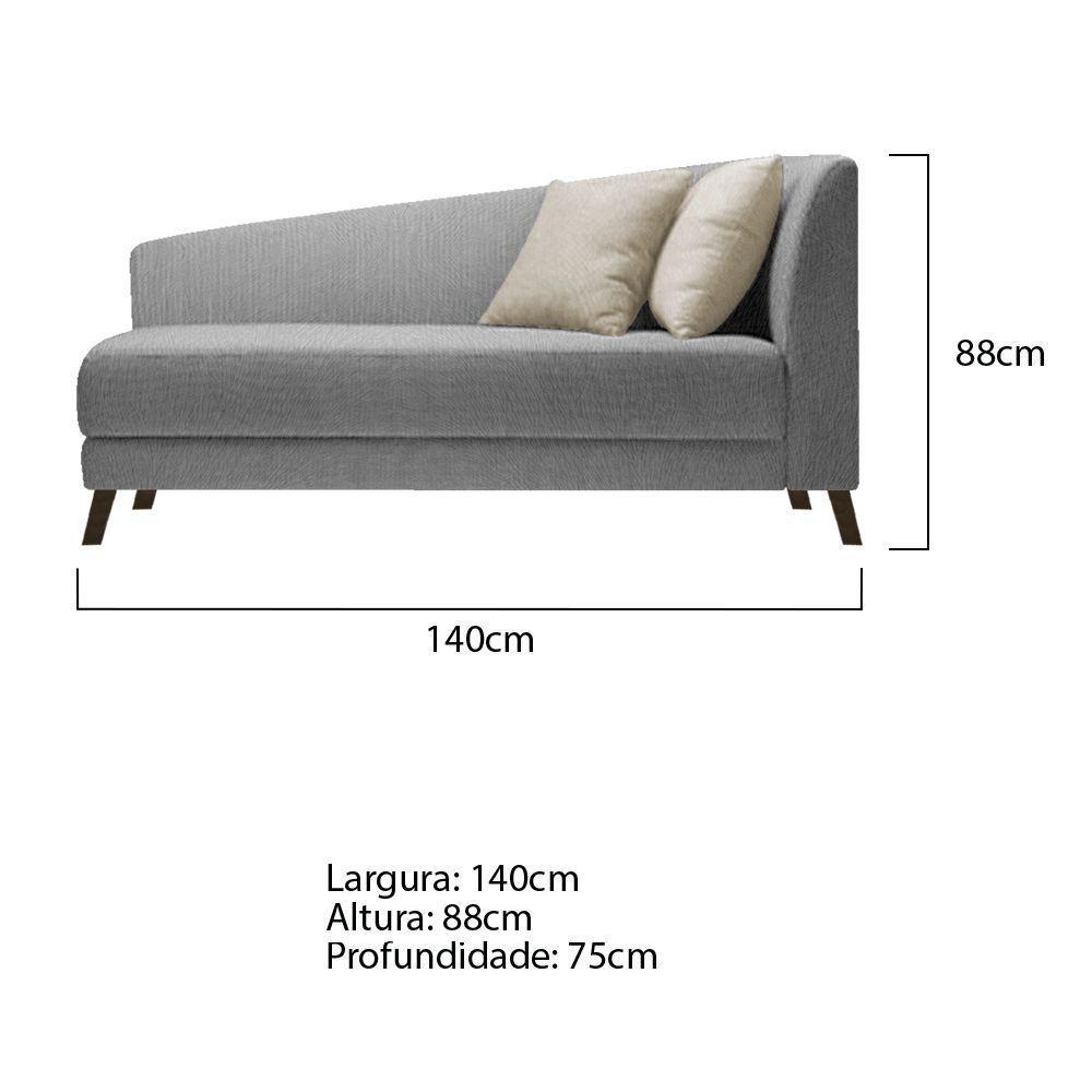 Recamier Heitor 140cm Com Almofada Lado Esquerdo Suede Cor Cinza/bege - 5