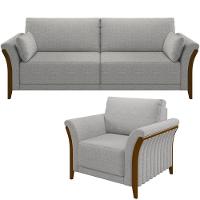 Kit Sofá 02 Lugares 162Cm Com Poltrona M03 Cinza - 1