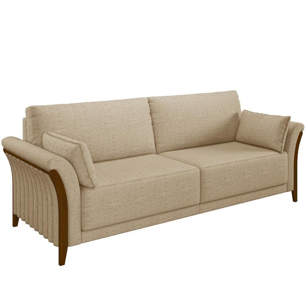 Kit Sofá 02 Lugares 162Cm Com Poltrona M03 Bege Escuro - 9