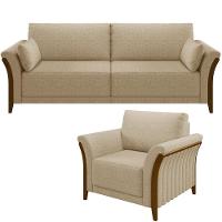 Kit Sofá 02 Lugares 162Cm Com Poltrona M03 Bege Escuro - 1